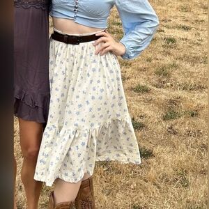 Vintage Style Handmade Tiered Ruffle Floral Skirt